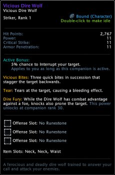 Vicious Dire Wolf Tooltip